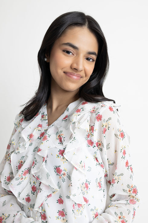 White Floral Top
